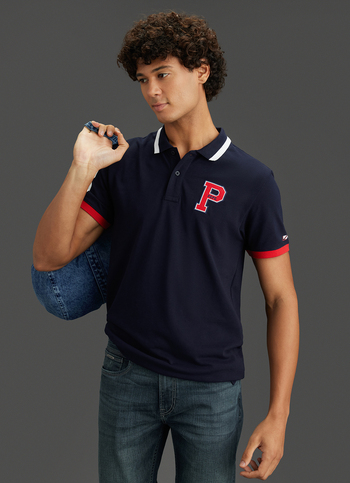 Men Navy Regular Fit Polo Collar T-shirt
