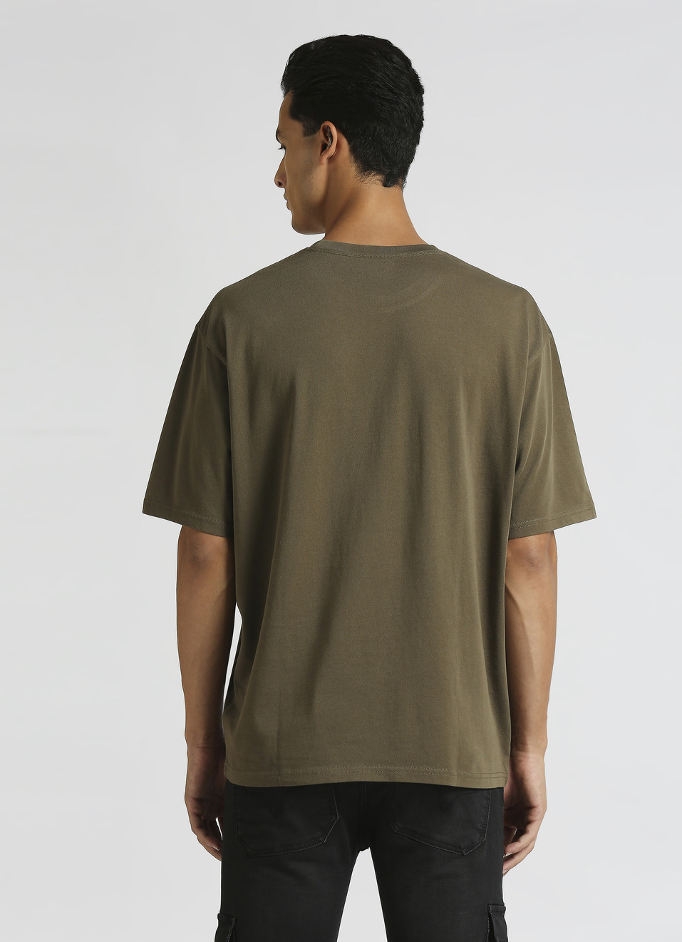 Olive Graphic Print Short Sleeve Oversized T-shirt, , large image number 1