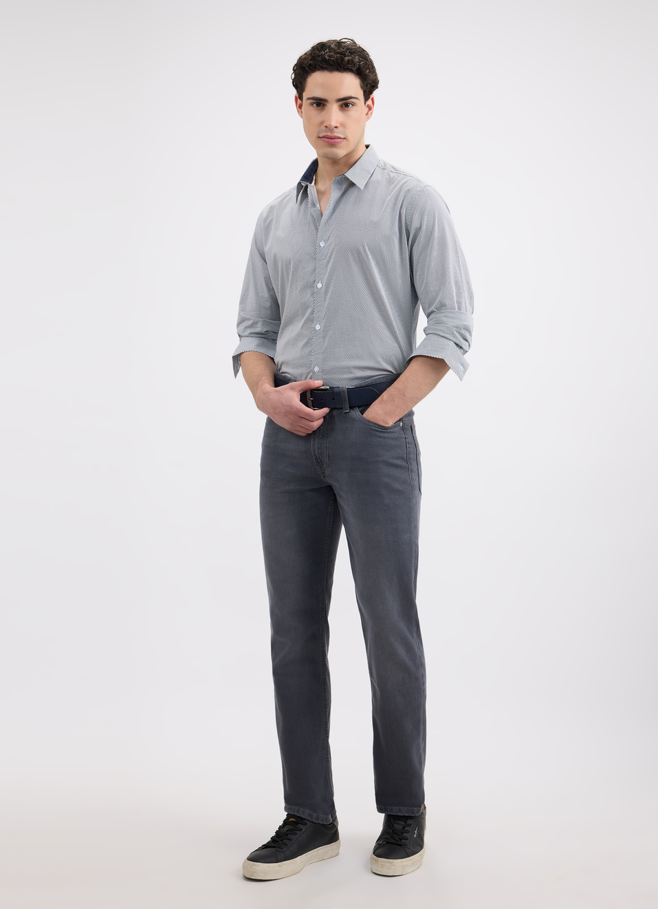 Men White Check Full Sleeve Shirt, , large image number 5