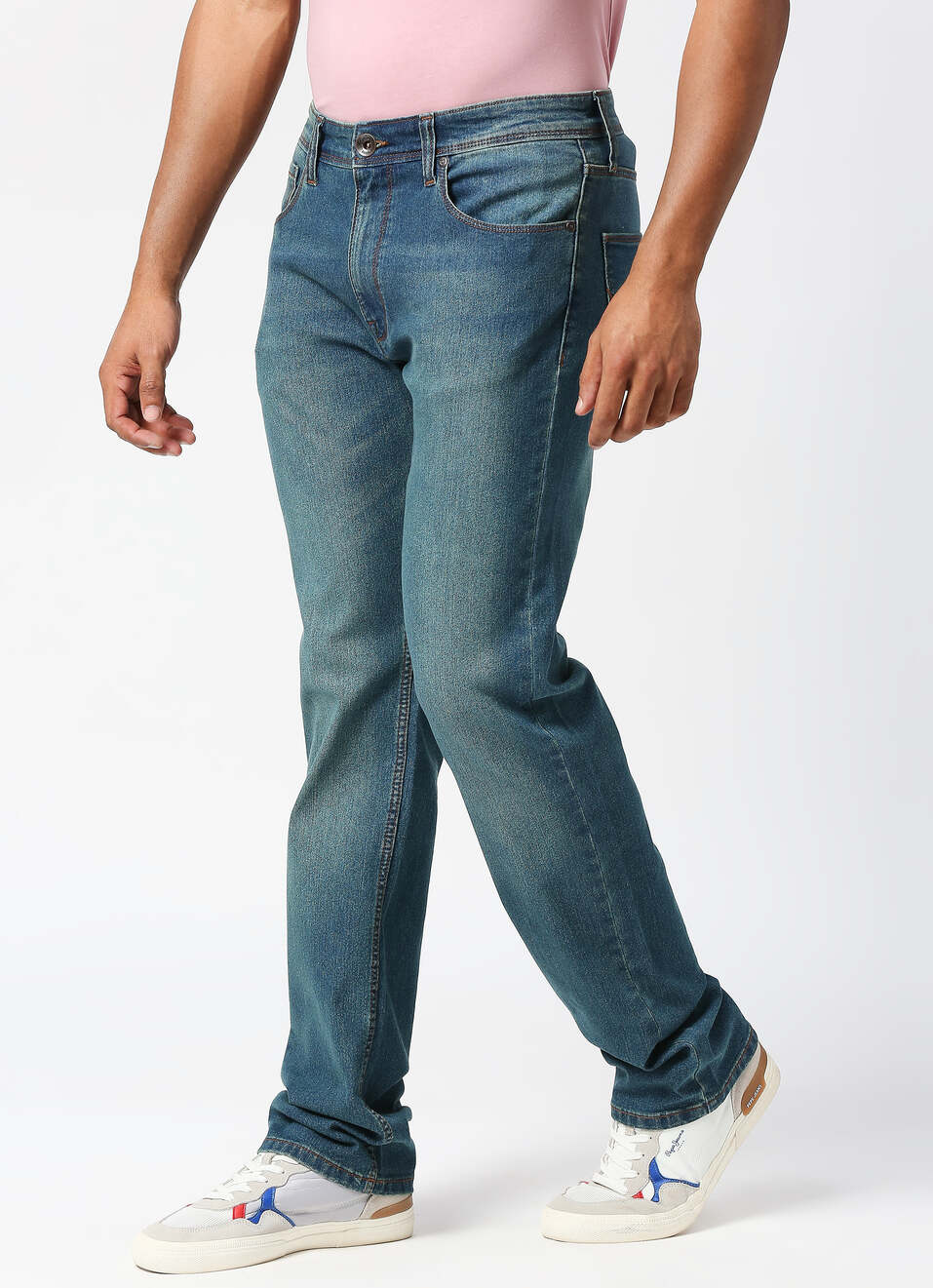 Holborne Green Tinted Mid Rise Straight Fit Jeans, , large image number 3
