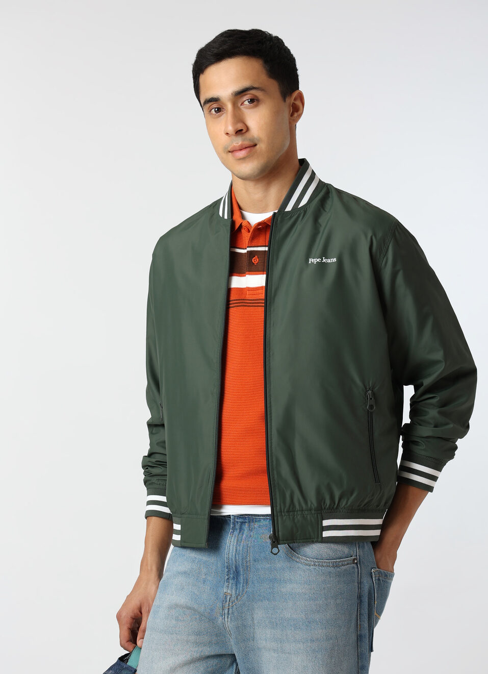 Men Green Full Sleeve Lightweight Jacket, , large image number 0
