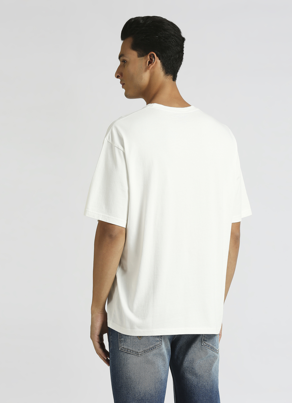 White Graphic Print Short Sleeve Oversized T-shirt, , large image number 1