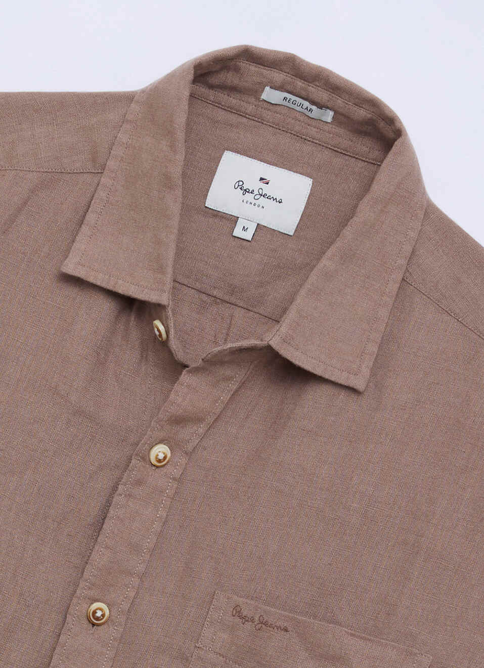 Men Brown Solid Pure Linen Short Sleeve Shirt, , large image number 6