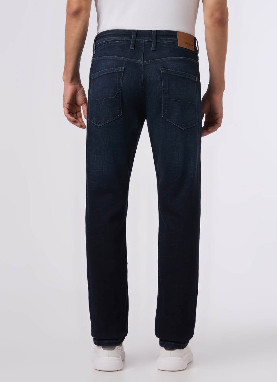 Men Dark Blue Mid Rise Straight Fit Powerflex Jeans, , large image number 2