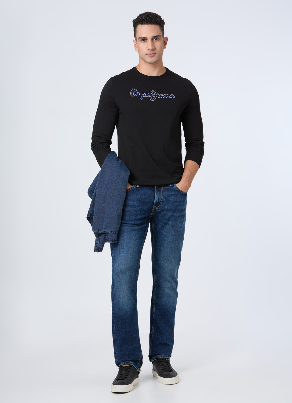 Men Black Logo Print Full Sleeve T-shirt, , large image number 5