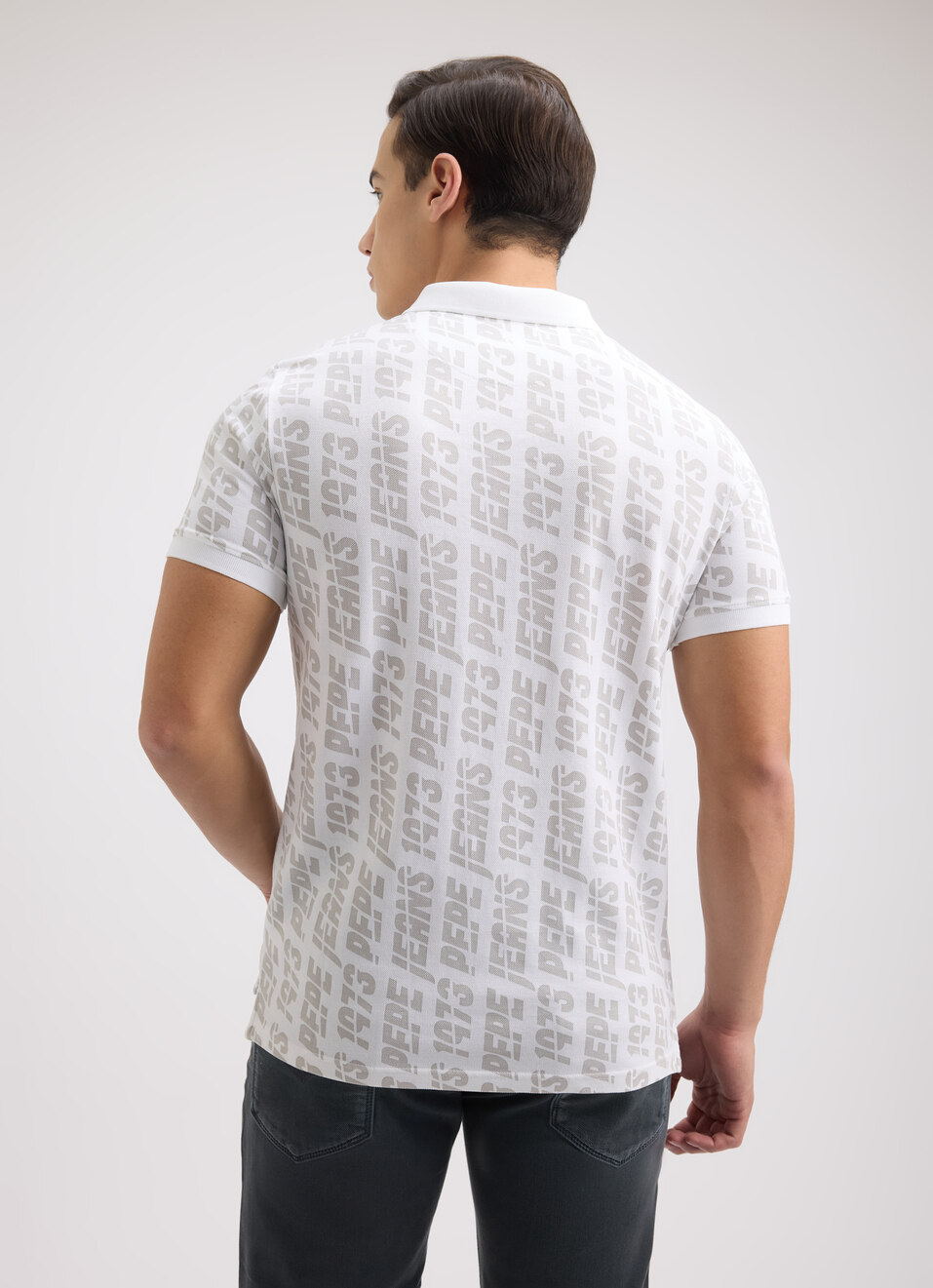 Men White Typographic Print Short Sleeve Polo, , large image number 2