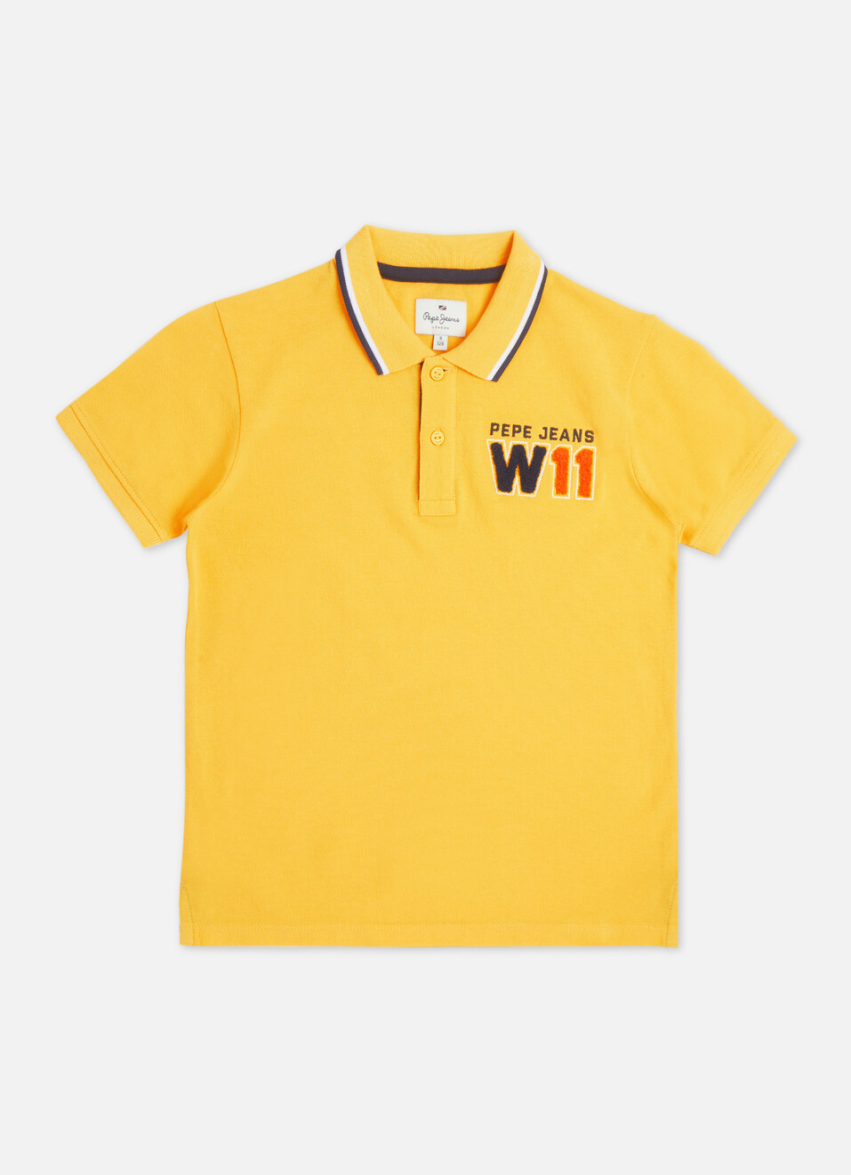 Boys Navy Ribbed Collar Short Sleeve Polo, , large image number 0