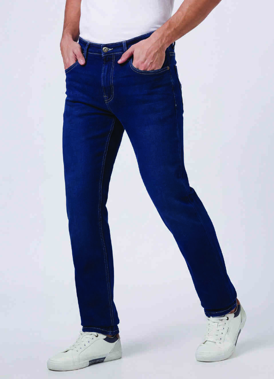 Men Blue Mid Rise Straight Fit Textured Jeans, , large image number 0