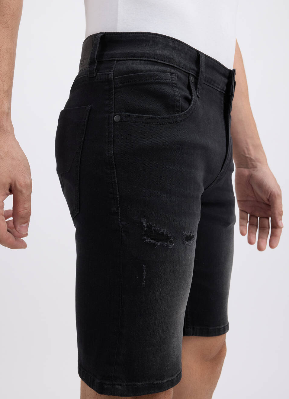 Men Black Mid Rise Regular Shorts, , large image number 4