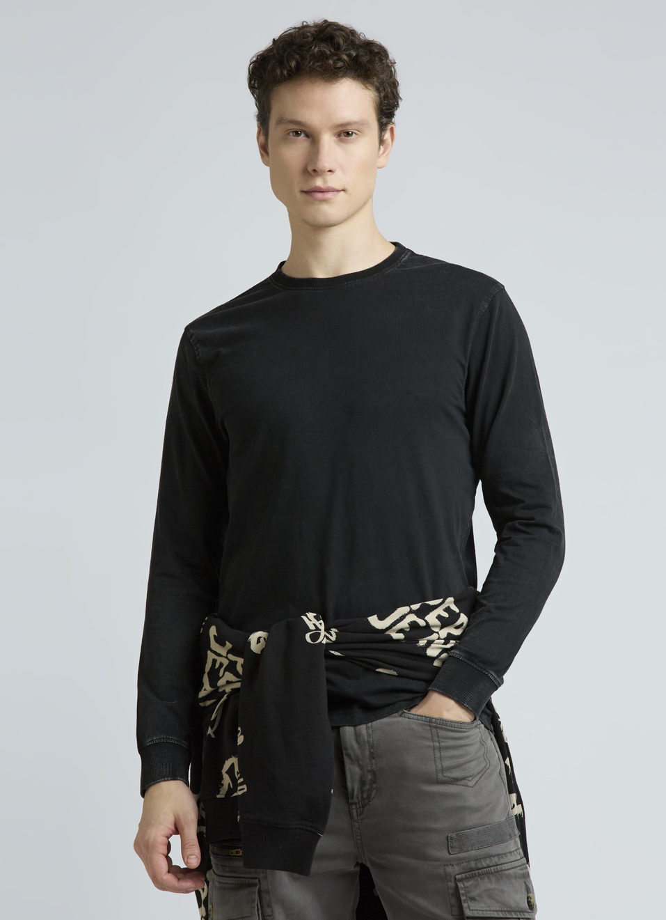 Black Solid Full Sleeves T-shirt, , large image number 0