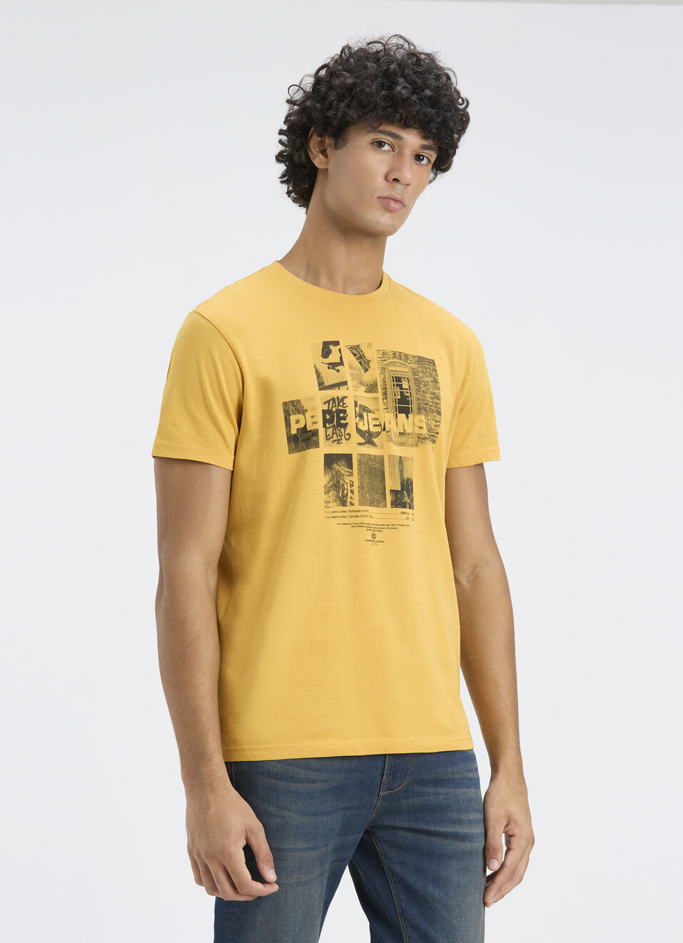Men Gold Graphic Print Short Sleeve T-shirt, , large image number 3