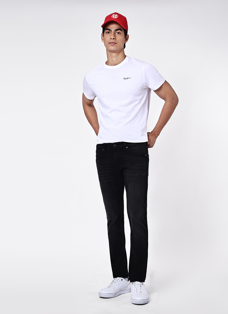 Men Black Mid Rise Slim Fit Stretchable Jeans, , large image number 1