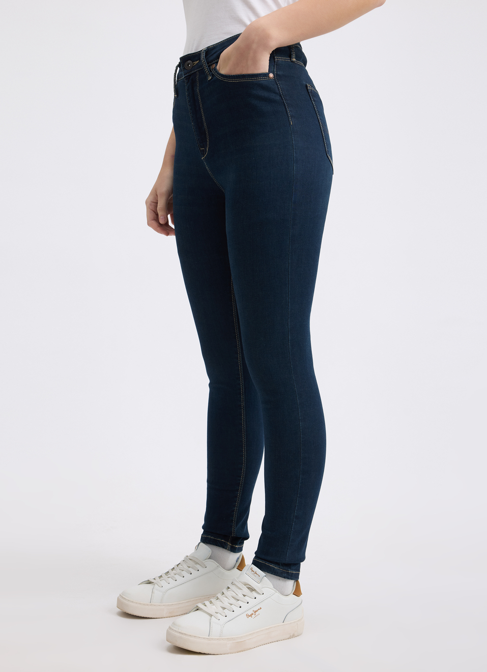 Women Blue Skinny Fit High Rise Jeans , , large image number 3