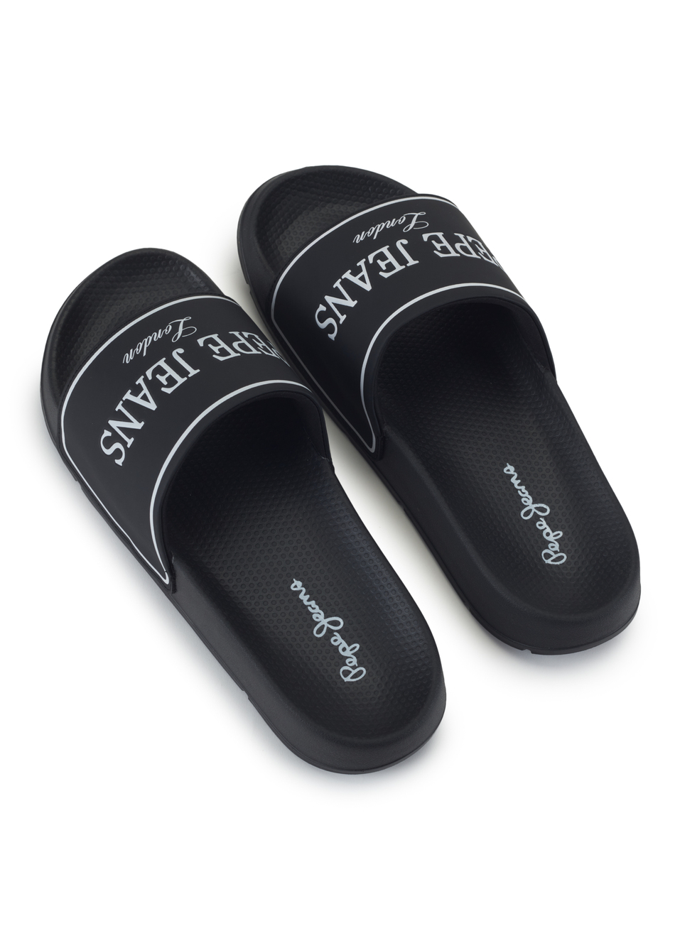 Men Black Logo Print Anti Skid Sliders, , large image number 3