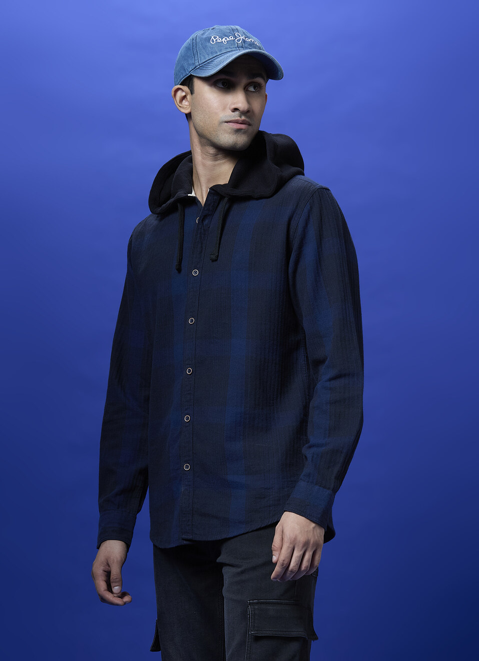 Navy Checked Full Sleeved Shirt, , large image number 3
