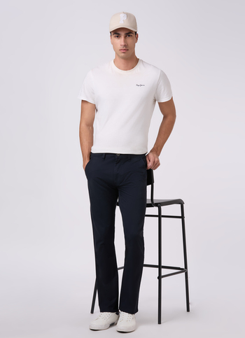Men Navy Mid Rise Straight Fit Chinos