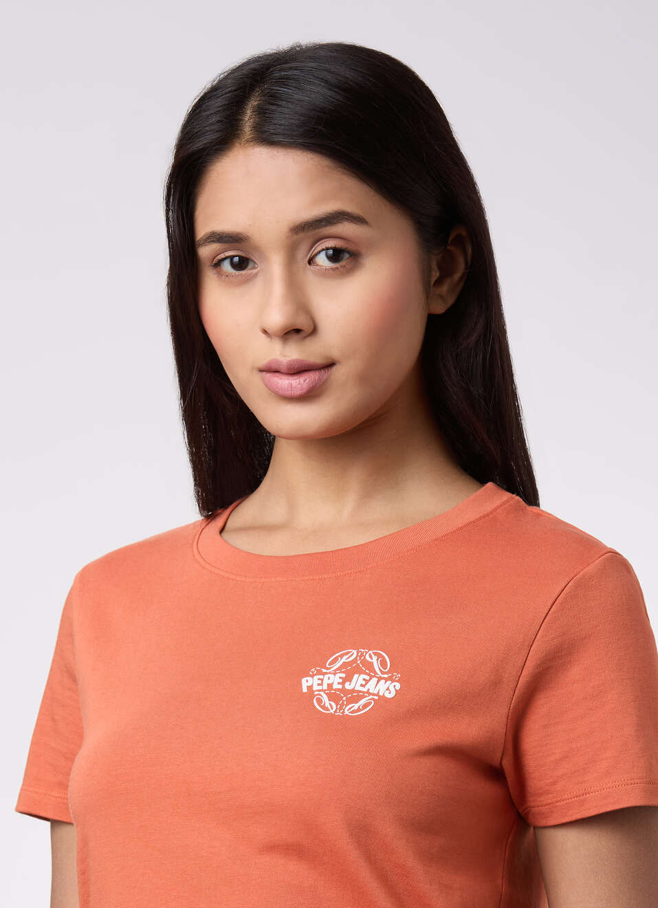 Women Orange Placement Print T-shirt, , large image number 4