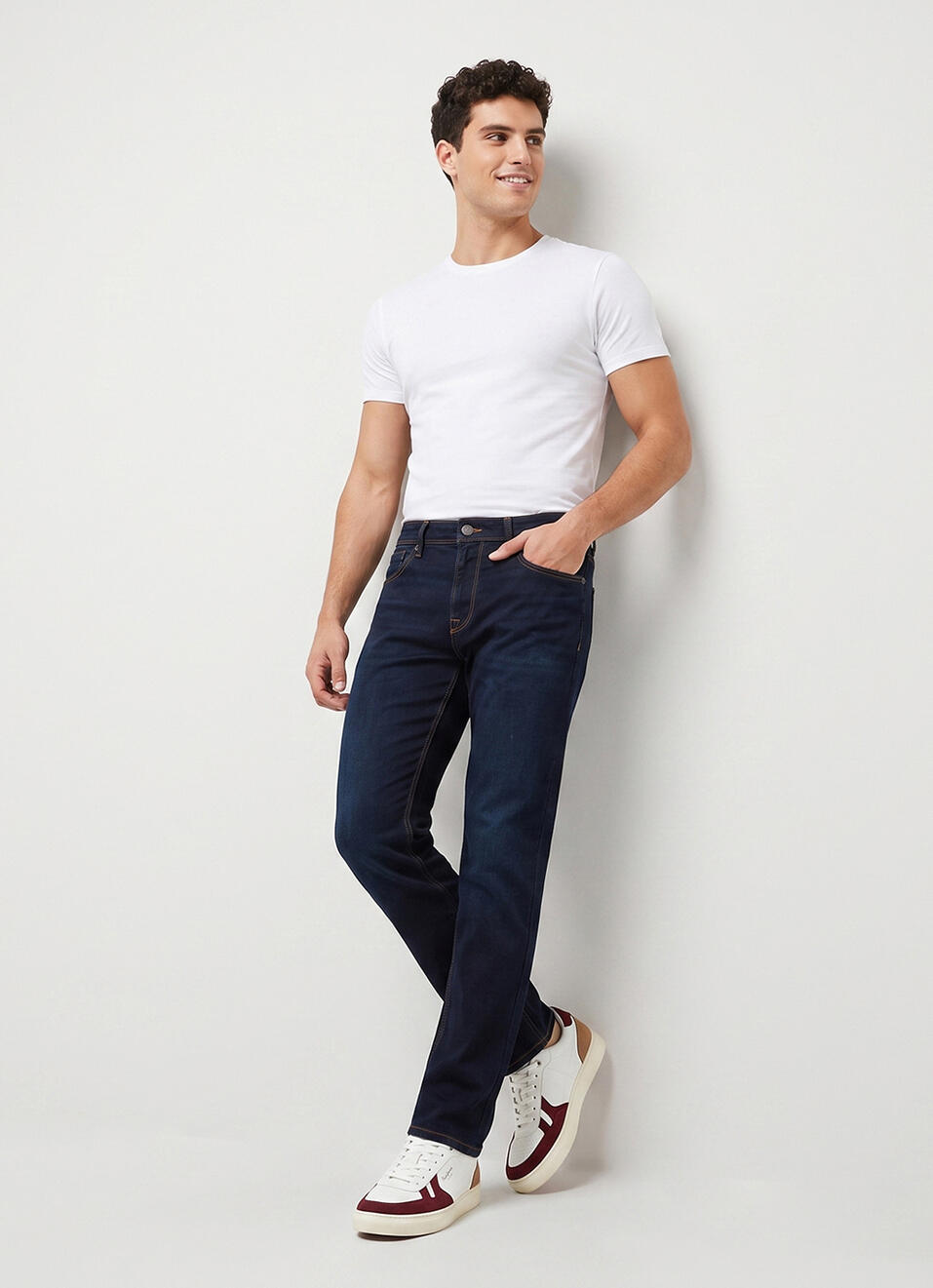 Men Blue Straight Fit Mid Rise Stretchable Jeans, , large image number 7