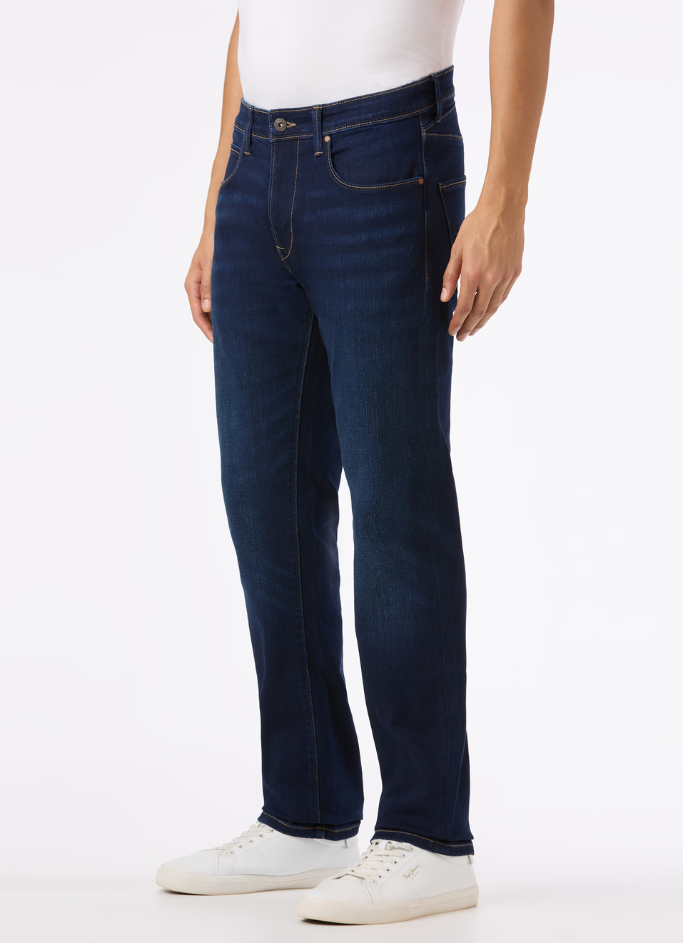 Men Black Mid Rise Straight Fit Powerflex Jeans, , large image number 3