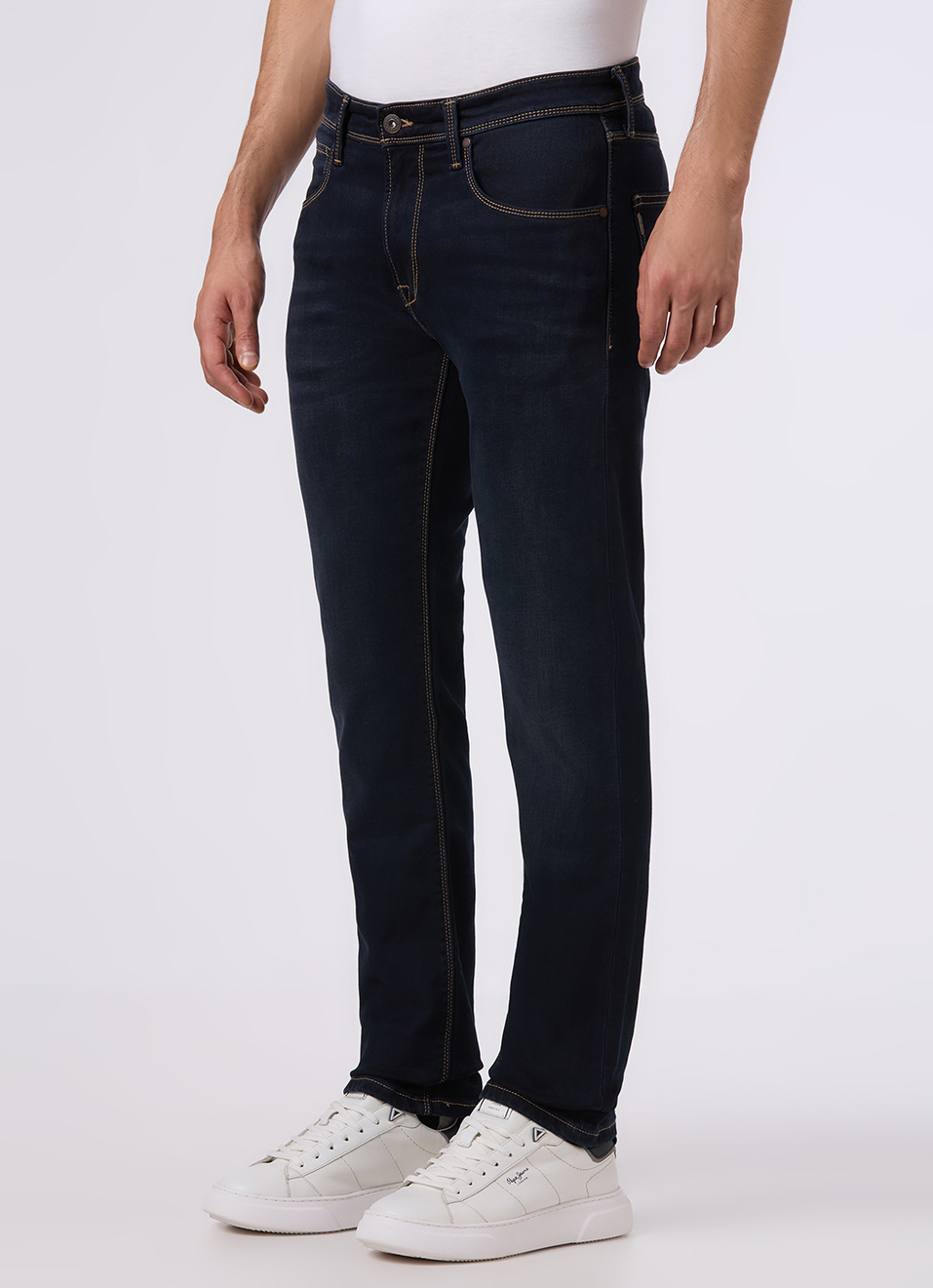 Men Dark Blue Mid Rise Slim Fit Stretchable Jeans, , large image number 6