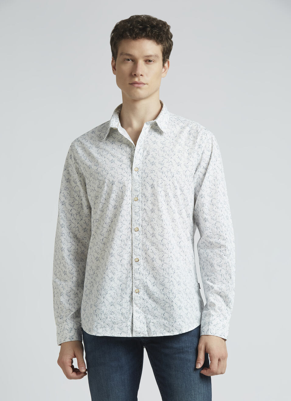 White Abstract Print Full Sleeve Shirt, , large image number 1