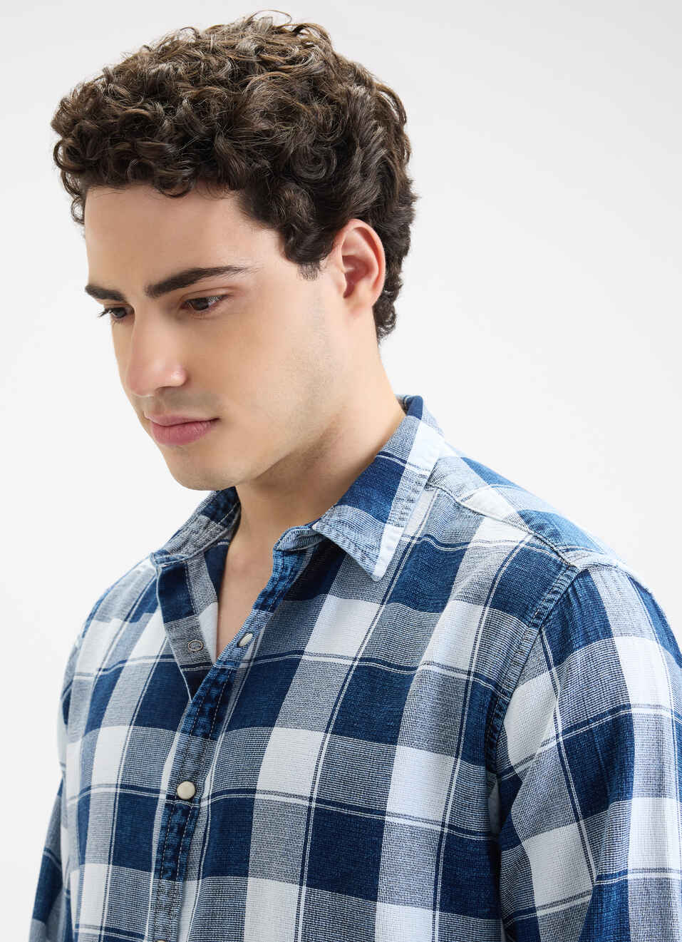 Men Blue Check Full Sleeve Shirt, , large image number 4