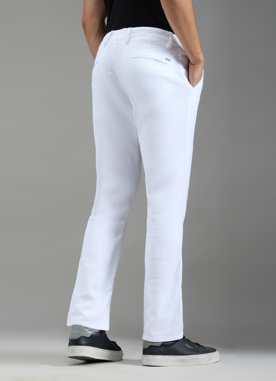 Men White Mid Rise Chinos Pants, , large image number 2