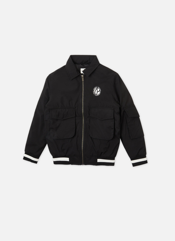 Boys Black Ribbed Full Sleeve Jacket
