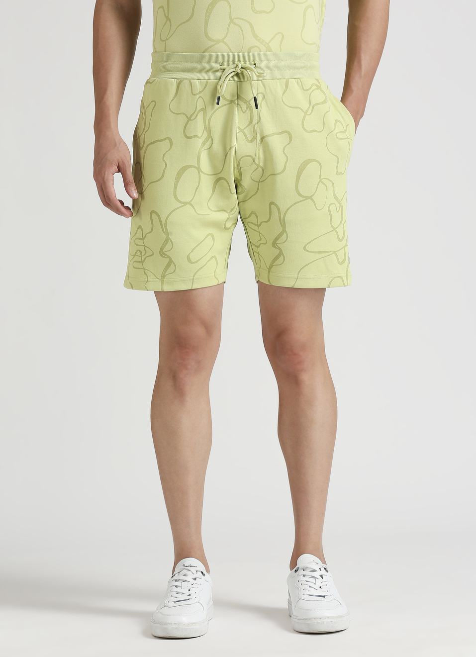 Green All Over Print Pc Interlock Fabric Shorts , , large image number 1