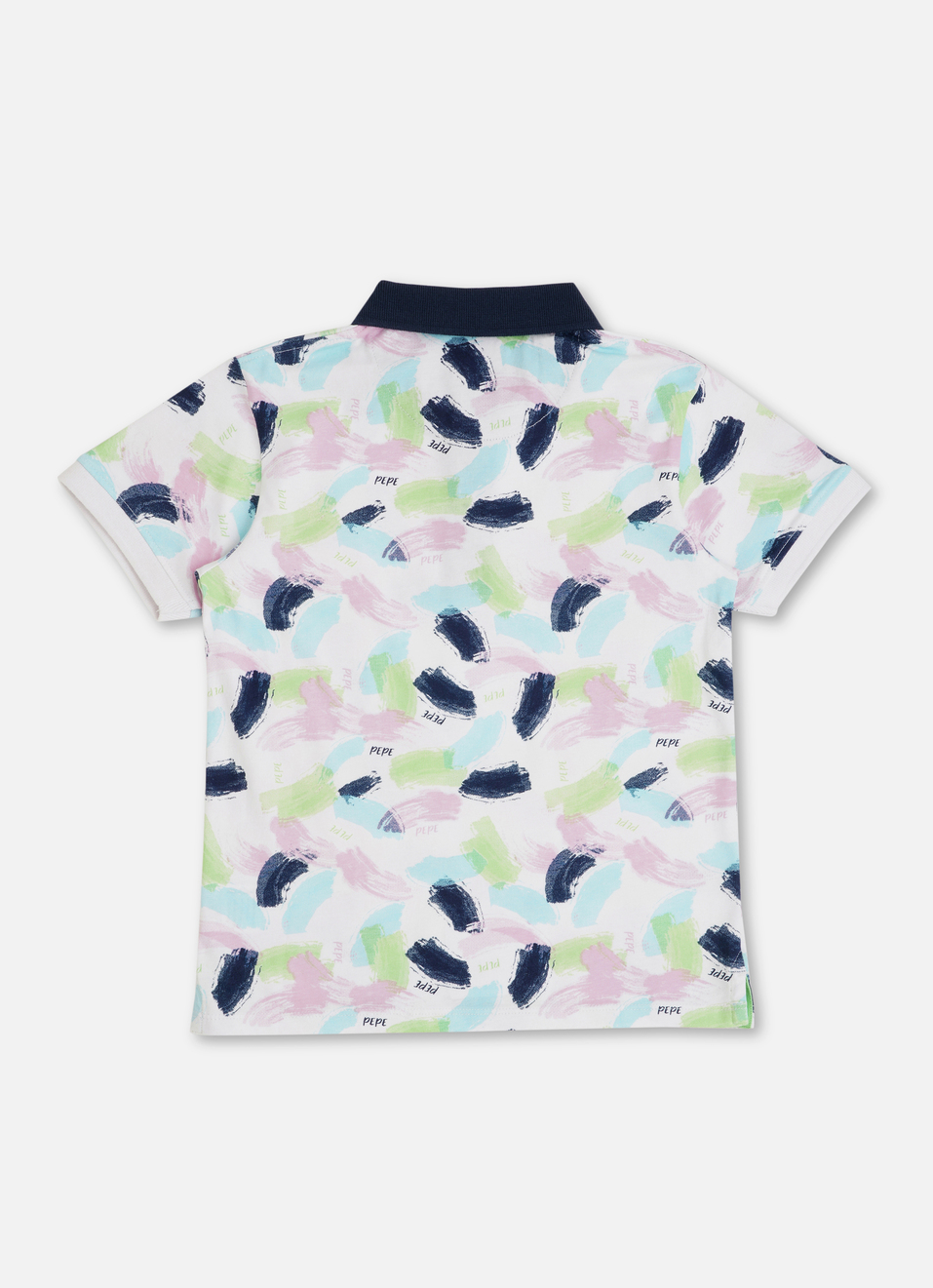 Boys Ocean Blue Brush Stroke Inspired Print Polo, , large image number 1