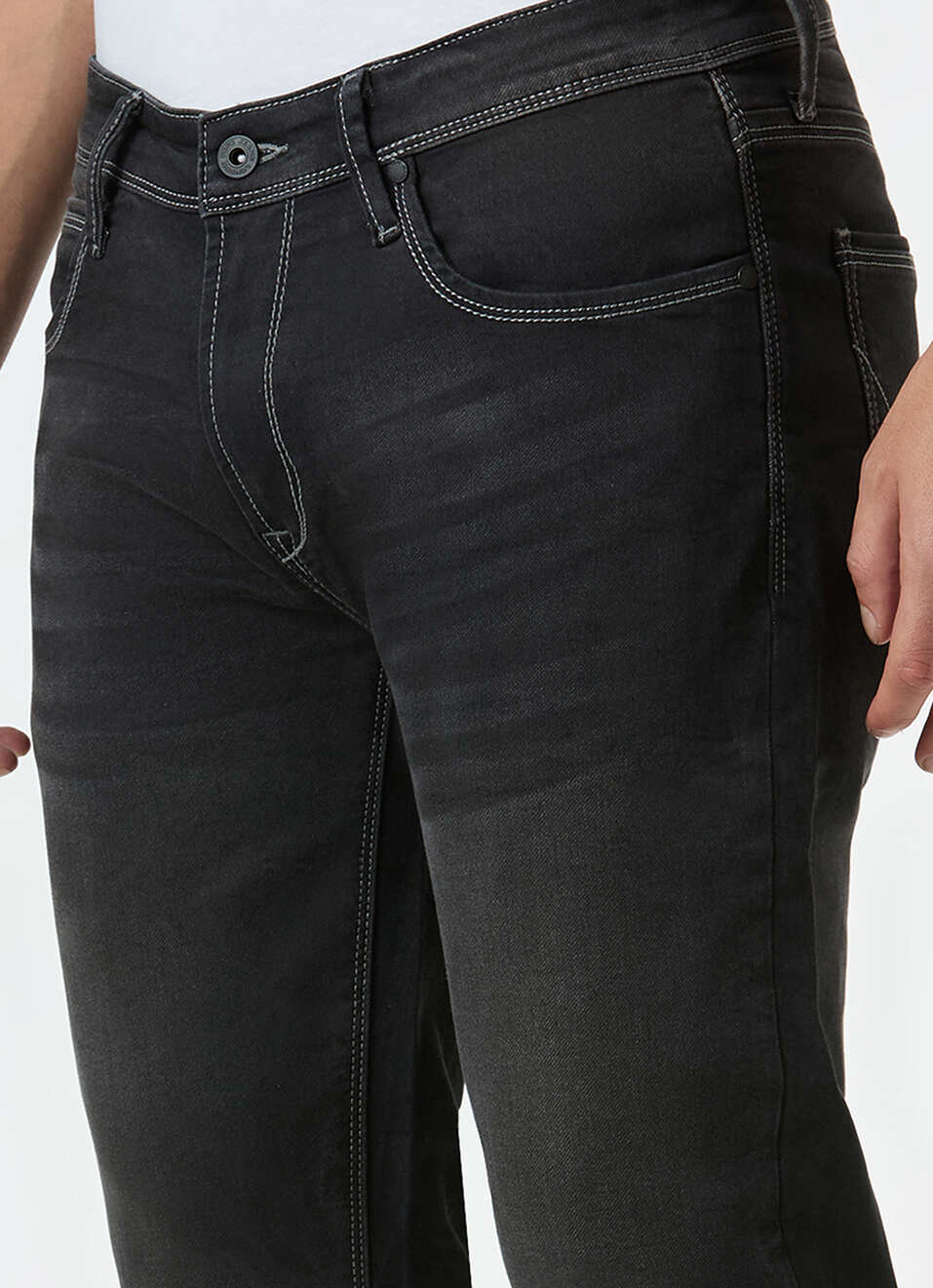 Men Black Skinny Fit Ankle-length Gymindigo Jeans, , large image number 4