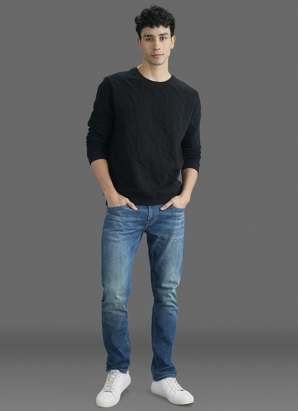 Men Black All Over Print Full Sleeve Sweatshirt, , large image number 2