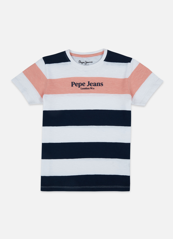 Boys Navy Engineered Vertical Stripe T-shirt