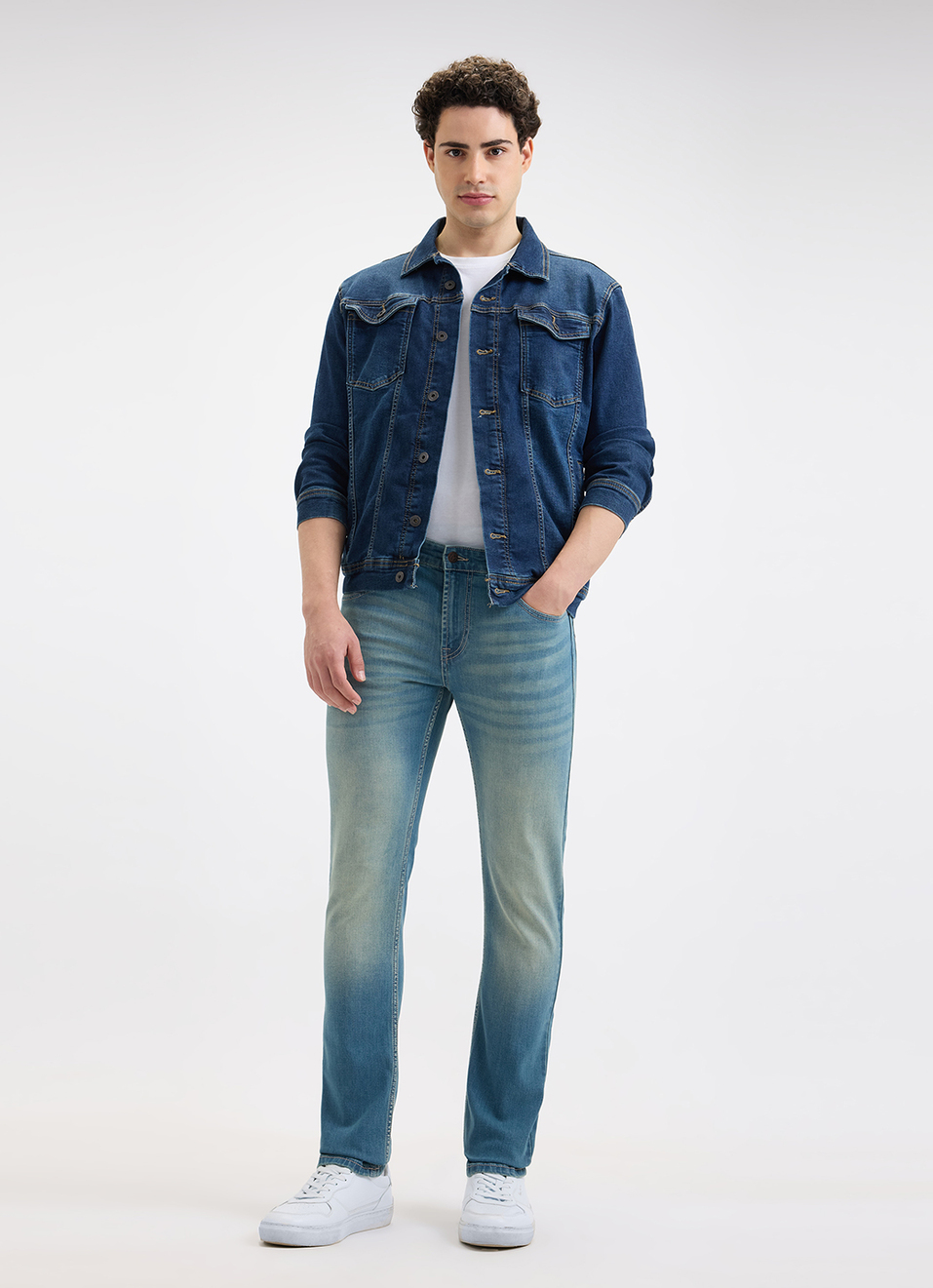 Men Blue Slim Fit Mid Rise Jeans , , large image number 1
