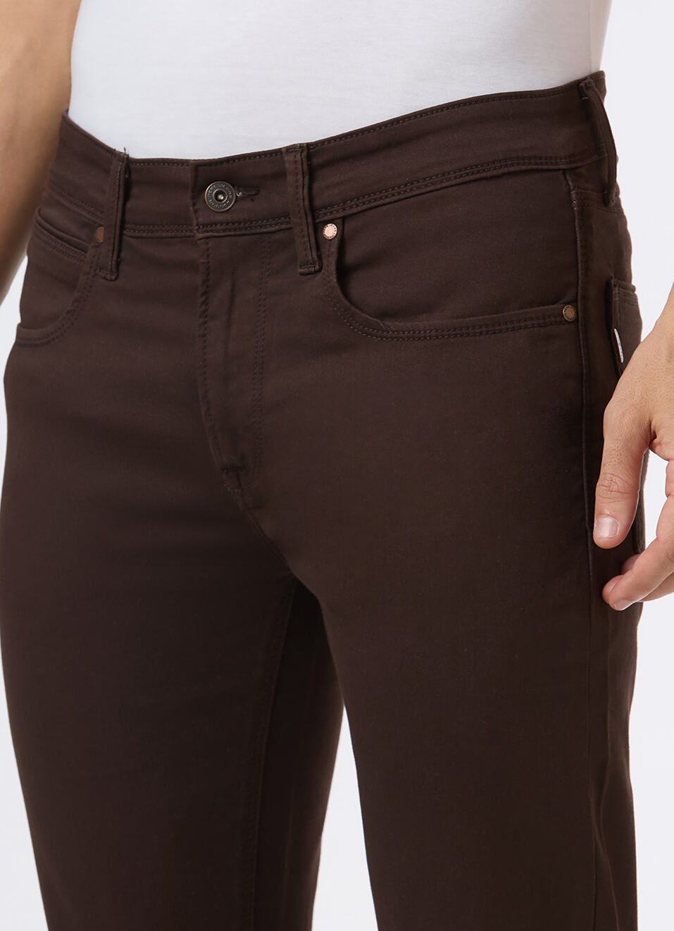 Men Brown Mid Rise Slim Fit Gymindigo Jeans, , large image number 4