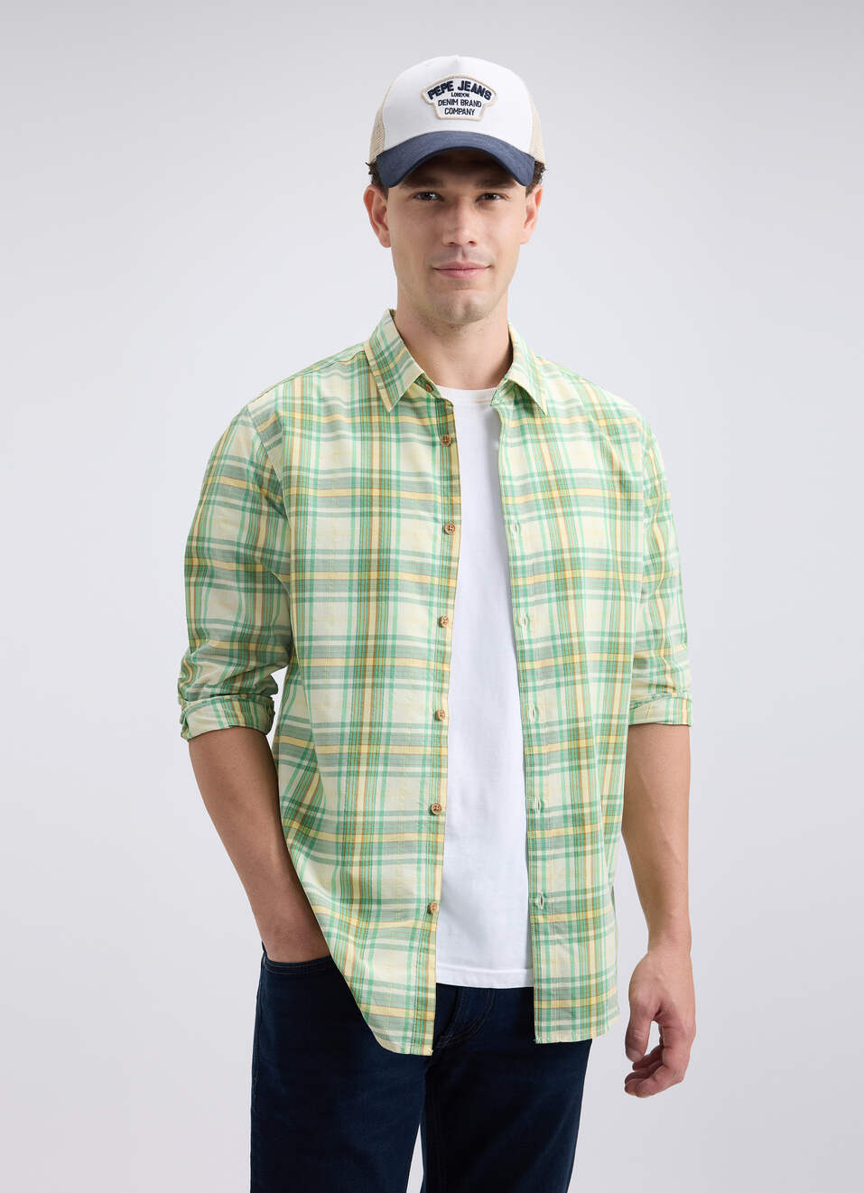 Men Green Check Full Sleeve Shirt, , large image number 0