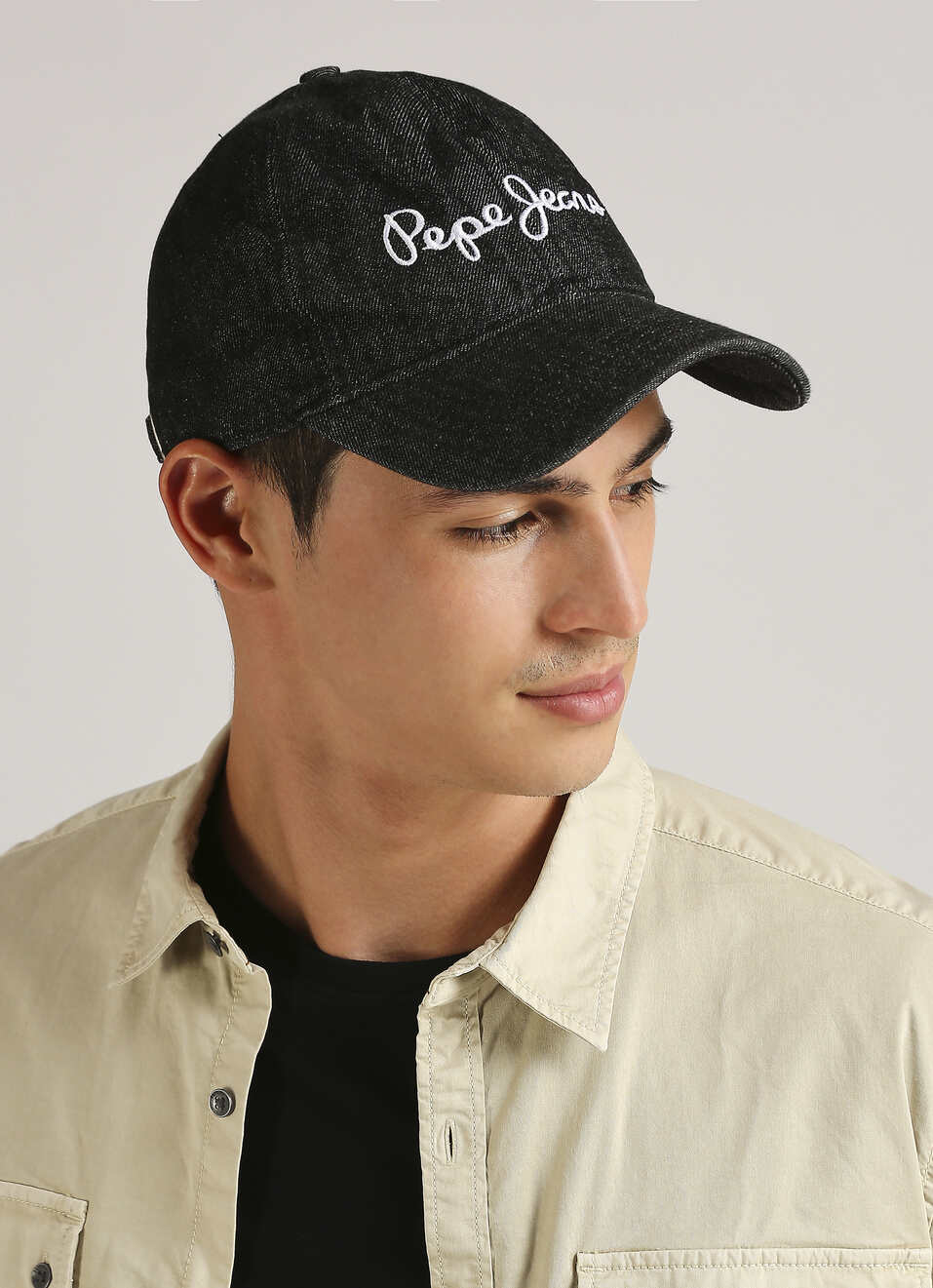 Black Embroidered Denim Cap, , large image number 2