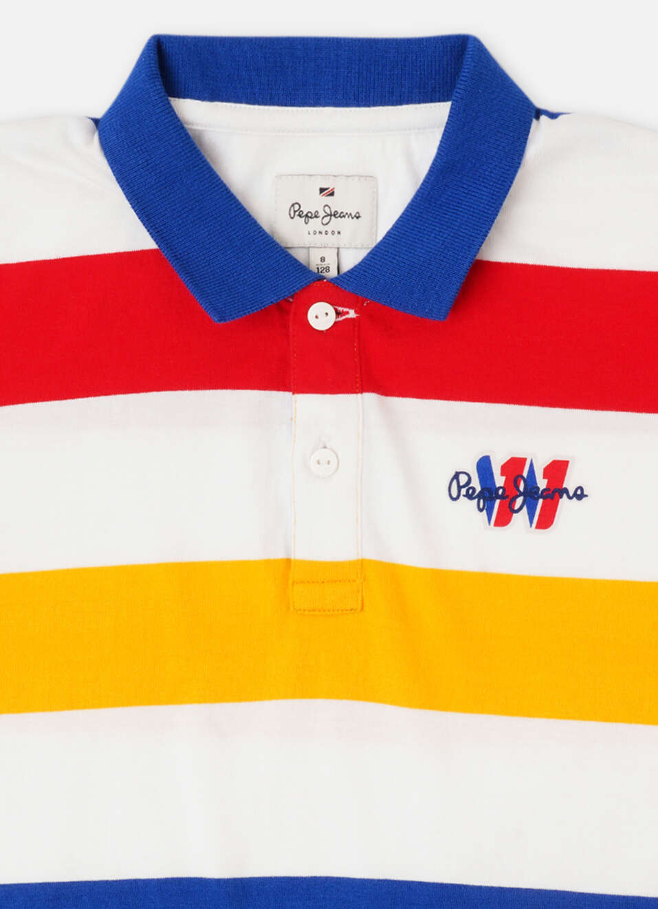 Boys Blue Stripes Short Sleeve Polo, , large image number 2