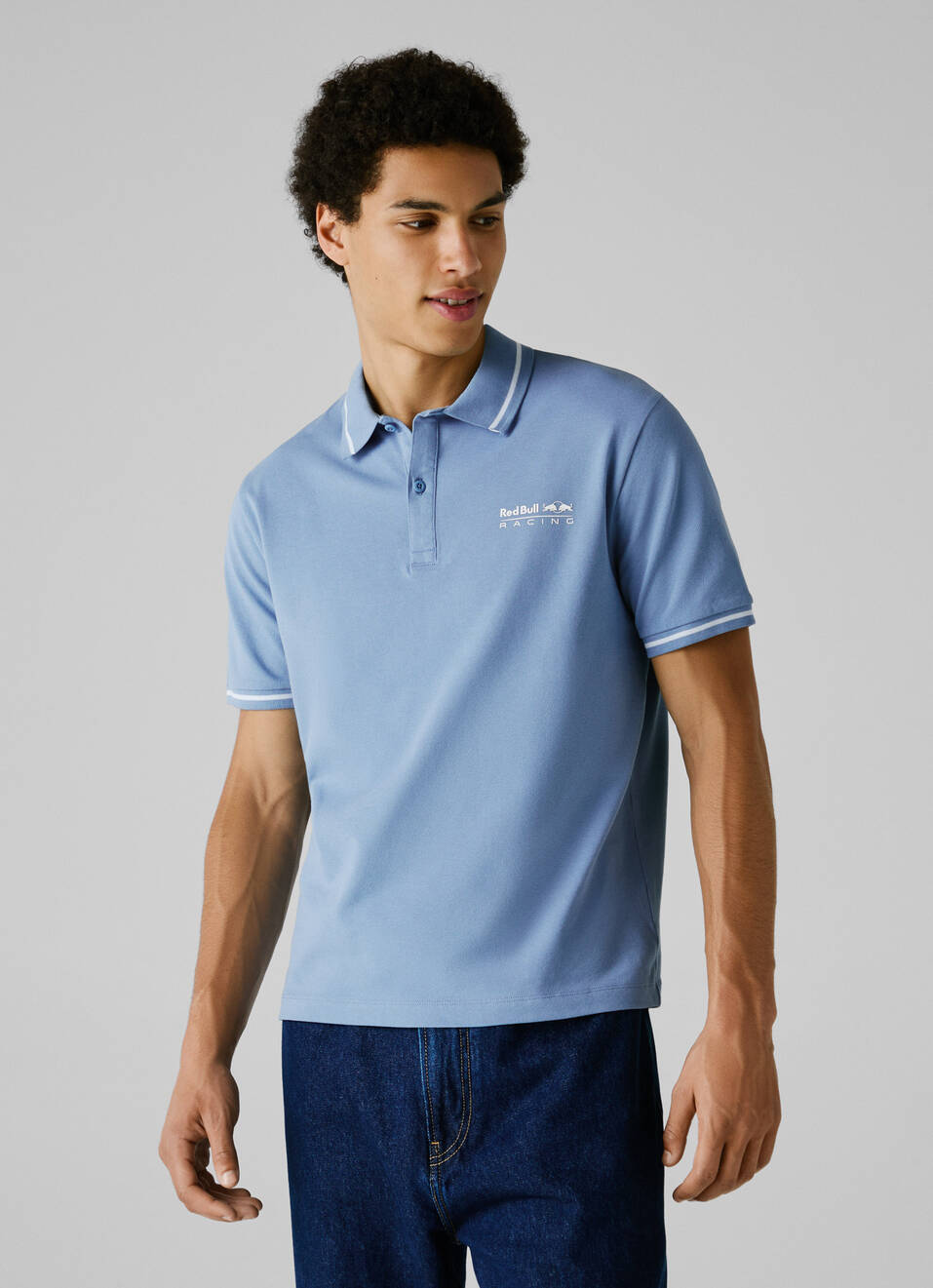 Red Bull Racing X Pepe Jeans Blue Regular Fit Pique Polo, , large image number 1