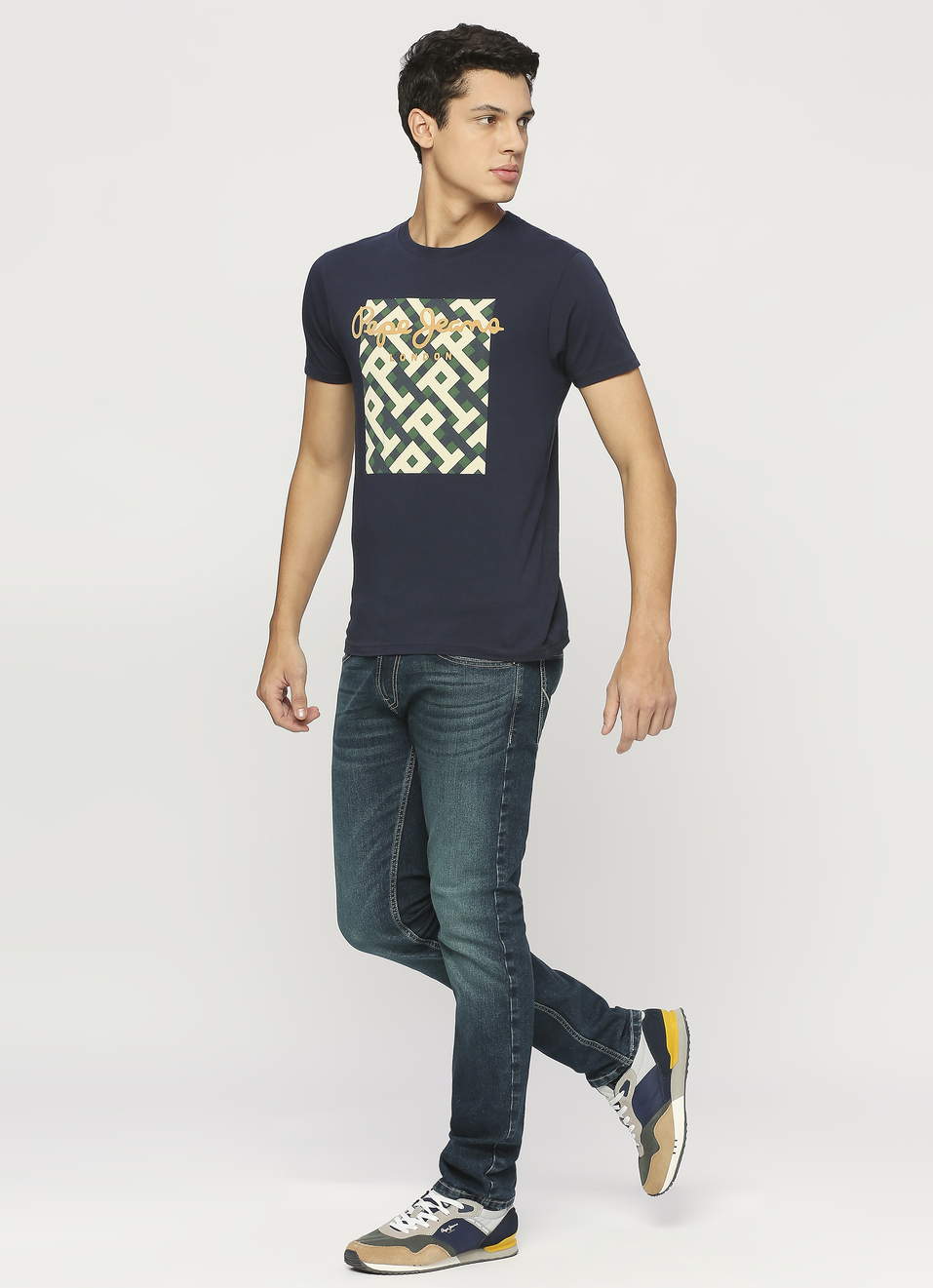 Geometric Flock Print Short Sleeve T-shirt, , large image number 6