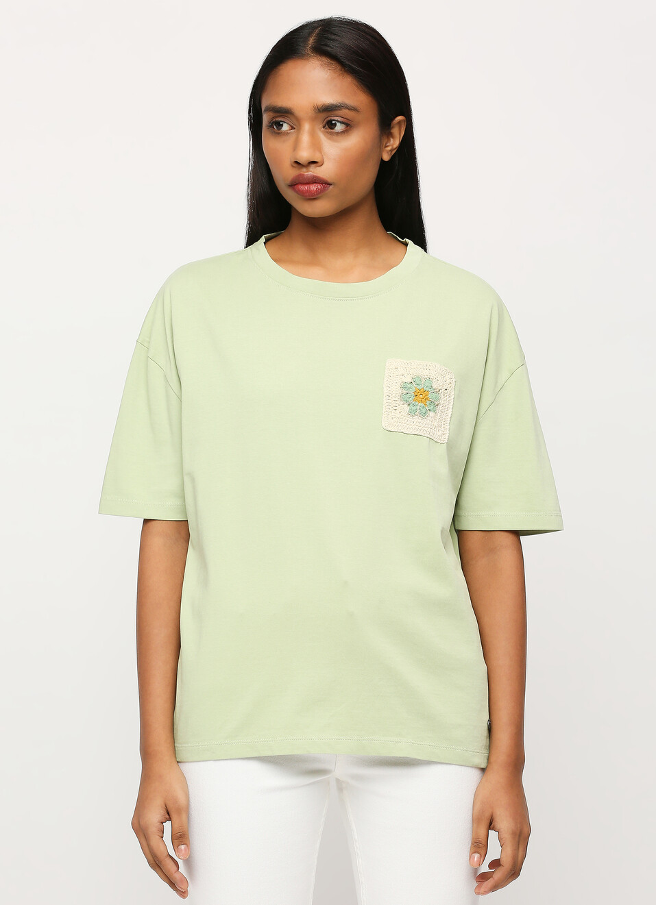 Green Oversized Short Sleeve T-shirt, , large image number 1