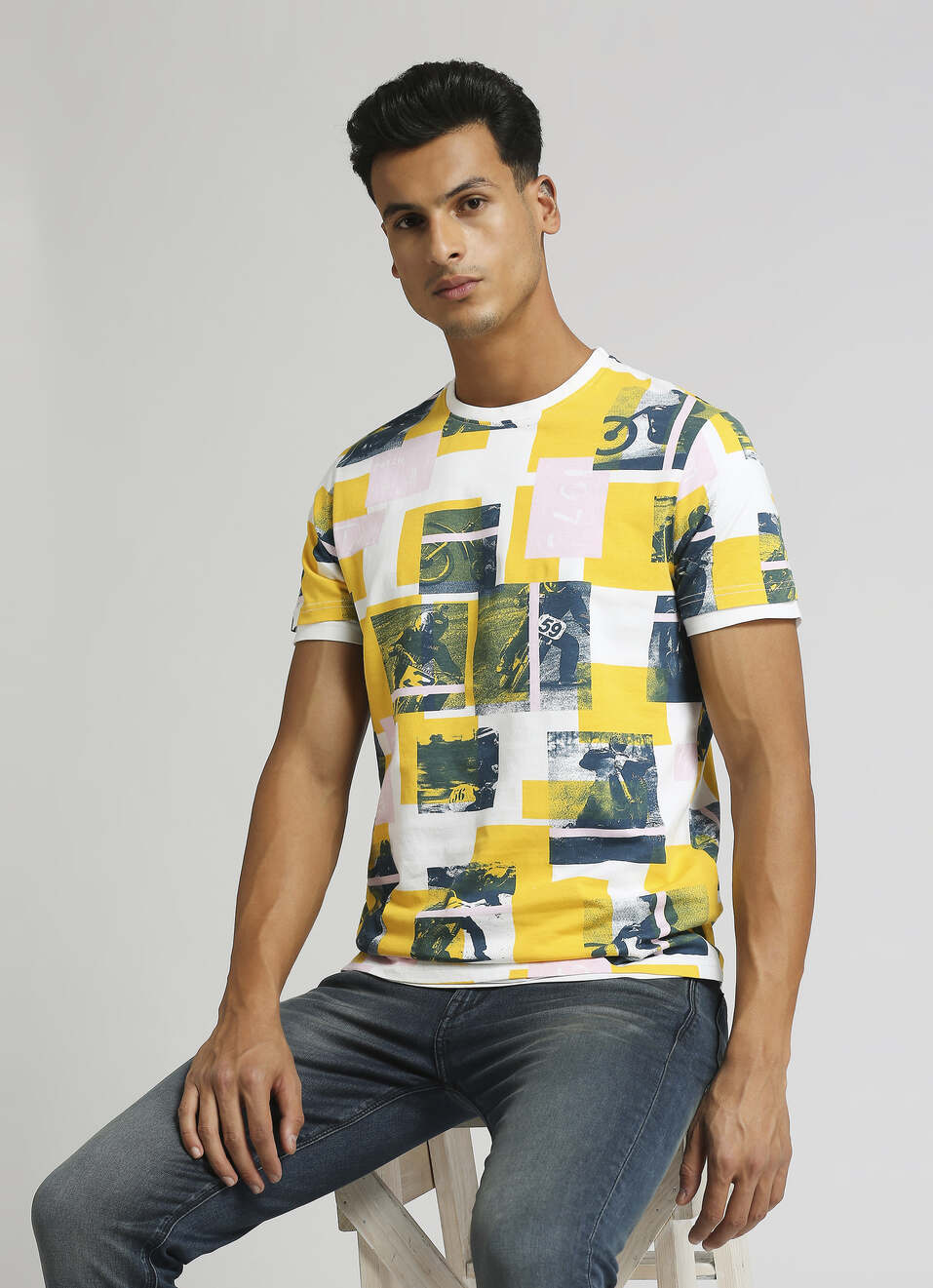 White Biker Inspired Print Summer Short Sleeve T-shirt, , large image number 0