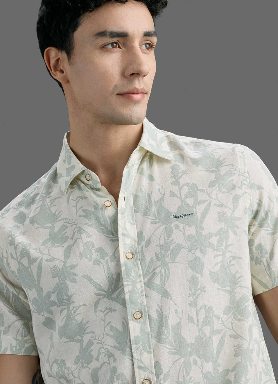 Men Green Printed Short Sleeve Shirt, , large image number 0