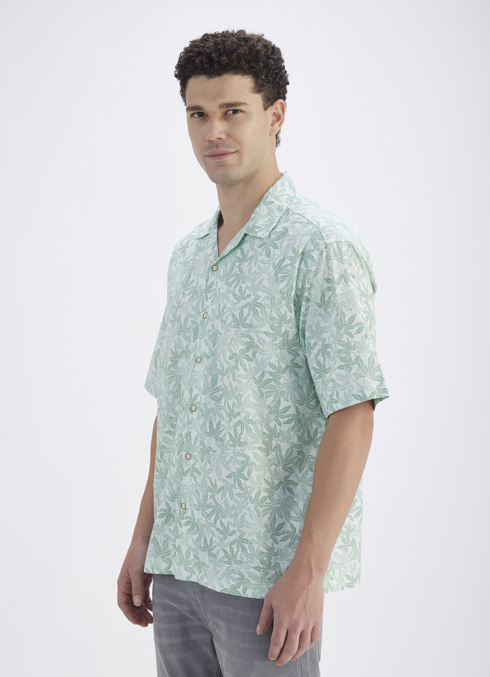 Men Blue Resort Collar Short Sleeve Shirt, , large image number 3