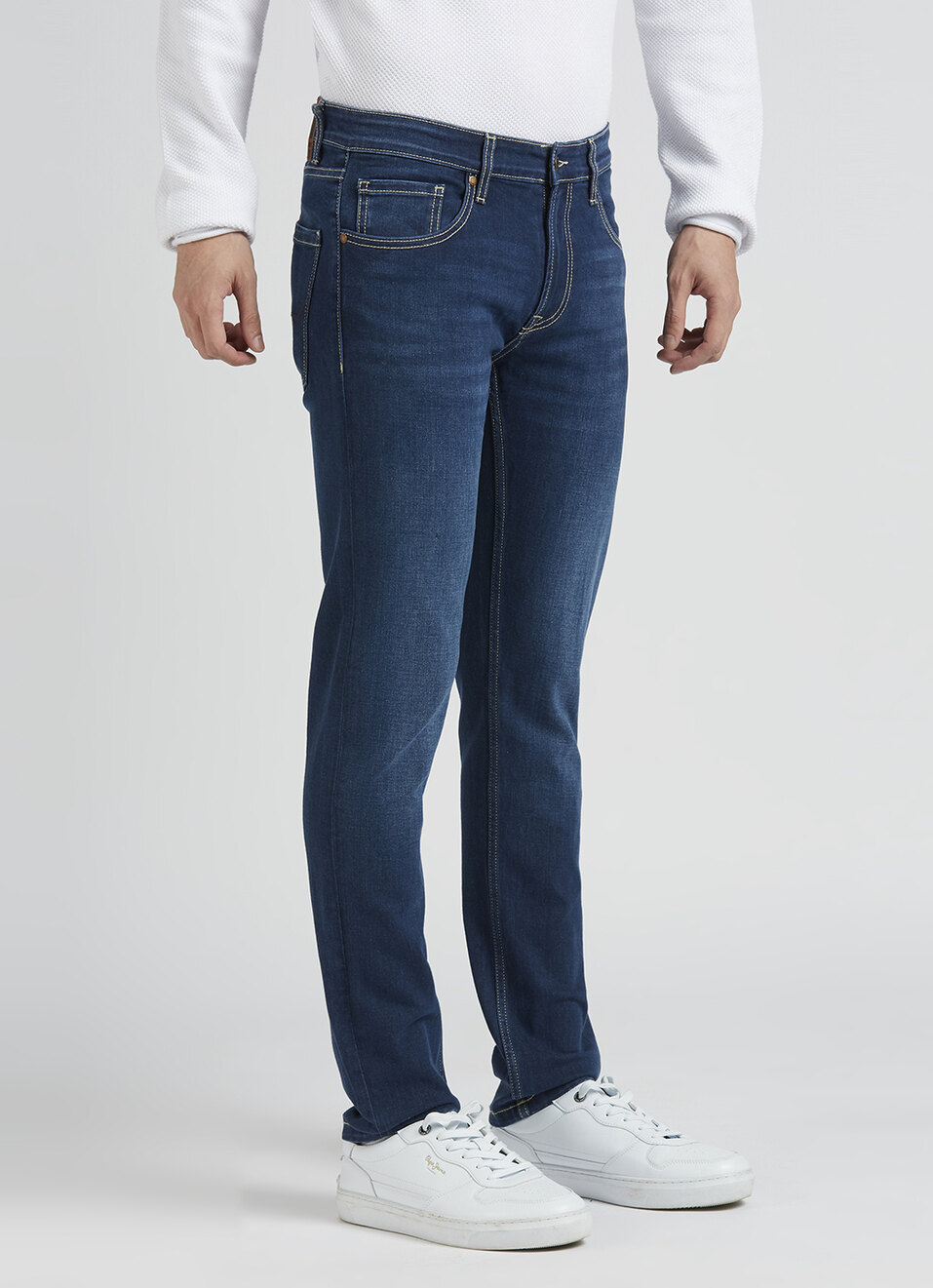 Danial Blue Low Rise Tapered Jeans, , large image number 5