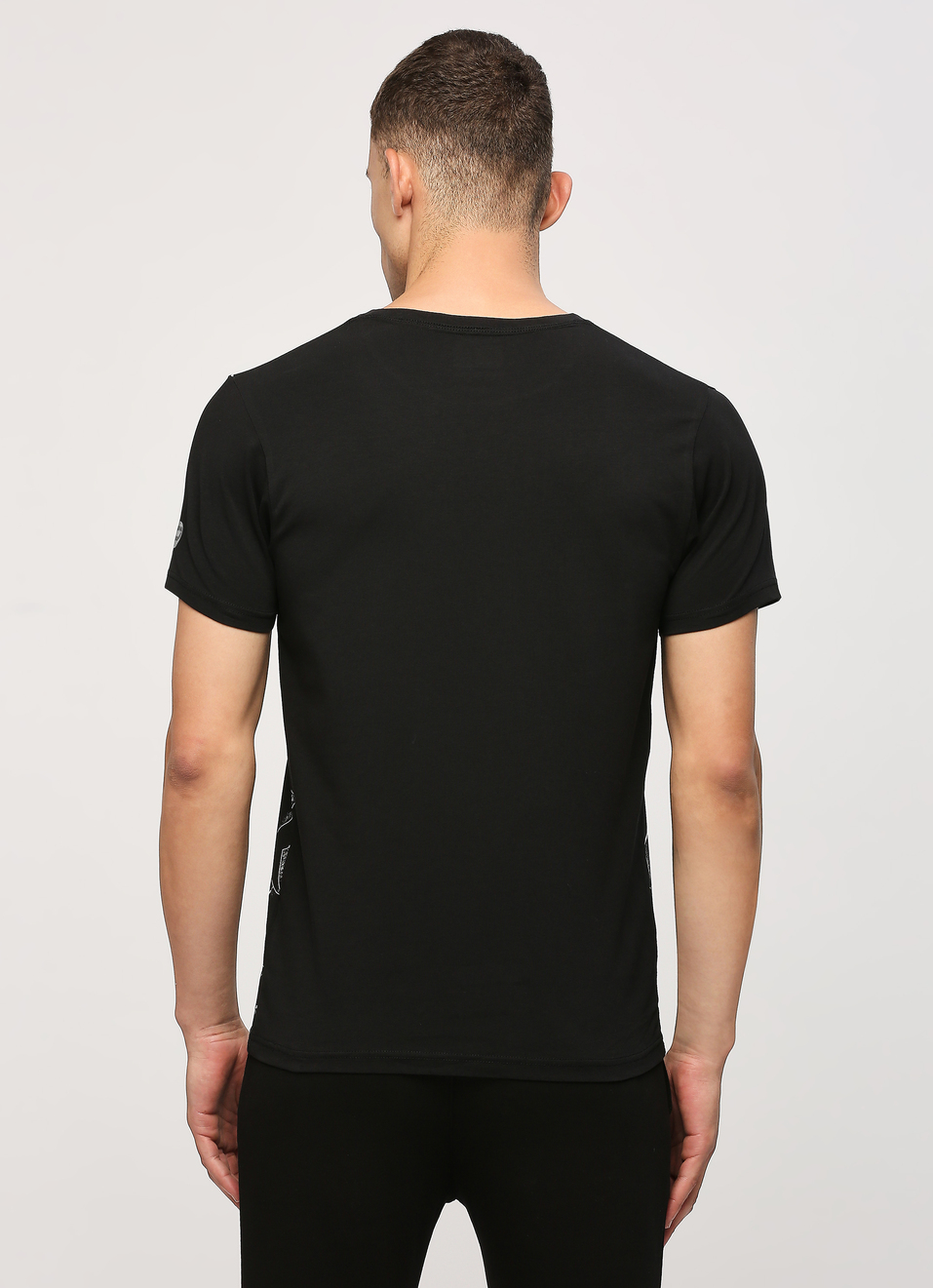 Black Geometric Print Short Sleeve T-shirt, , large image number 2