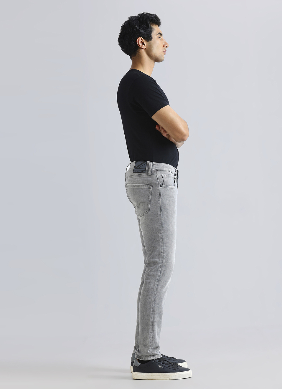 Danial Grey Low Waist Tapered Jeans, , large image number 5