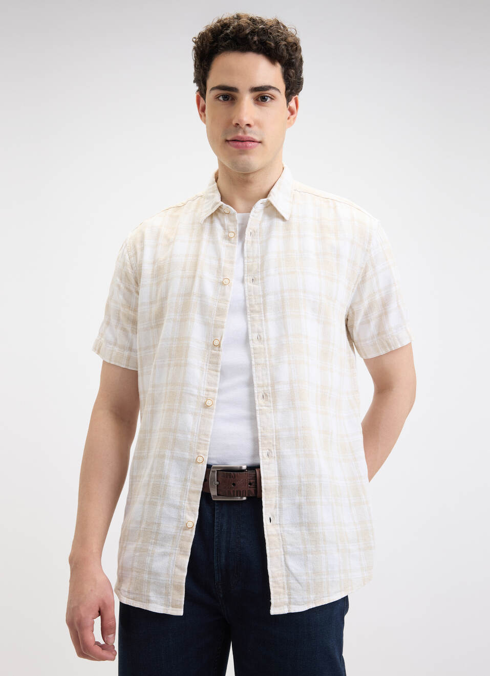Men Green Oxford Check Full Sleeve Shirt, , large image number 0