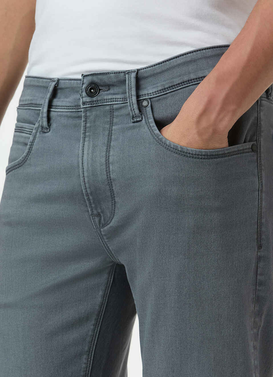 Men Grey Mid Rise Slim Fit Gymindigo Jeans, , large image number 4