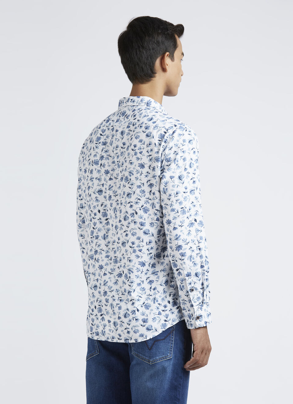 Blue Floral Print Full Sleeve Shirt, , large image number 2